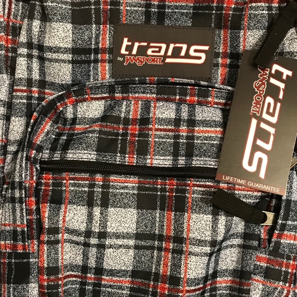 NWT Trans by Jansport Supermax Blue Plaid Backpack - Picture 3 of 3